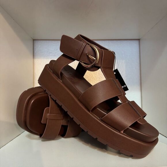 Torrid Platform Gladiator Sandals Chunky Fisherman Brown Ankle Strap Sandals - Picture 5 of 15